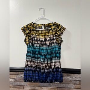 The Limited Yellow and Blue Patterned Top Size Medium